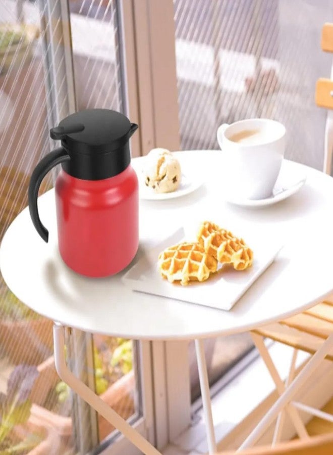 VENDLY إبريق شاي فيندلي مع مصفاة من الفولاذ المقاوم للصدأ سعة 1000 مل | قارورة حرارية معزولة من الفولاذ المقاوم للصدأ مع مقبض | خالٍ من مادة BPA، يحافظ على المشروبات ساخنة وباردة للمنزل والمكتب والسفر والمقاهي الخارجية (أحمر) - Image 5